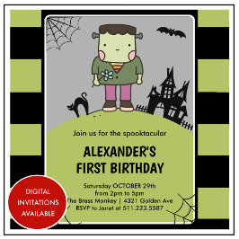 Halloween 1e verjaardag spookachtig frankenstein kaart