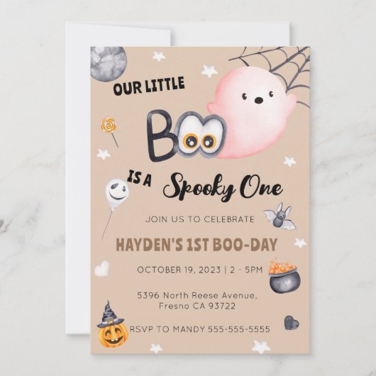 Halloween 1e Verjaardag Spooky Een Geslacht Neutra Kaart (Voorkant)