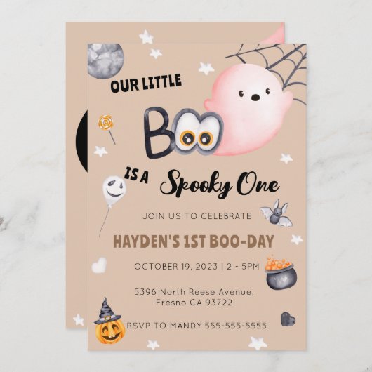 Halloween 1e Verjaardag Spooky Een Geslacht Neutra Kaart (Voorkant / Achterkant)