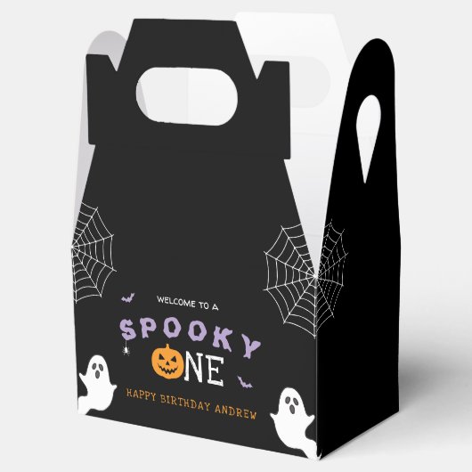 Halloween 1e verjaardag Spooky One Ghost Gothic Bedankdoosjes (Geopend)