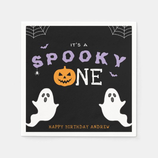 Halloween 1e verjaardag Spooky One Ghost Gothic Servet (Voorkant)