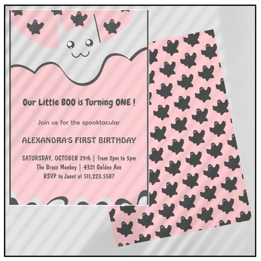 Halloween 1e verjaardag uitnodiging Ghost Little b