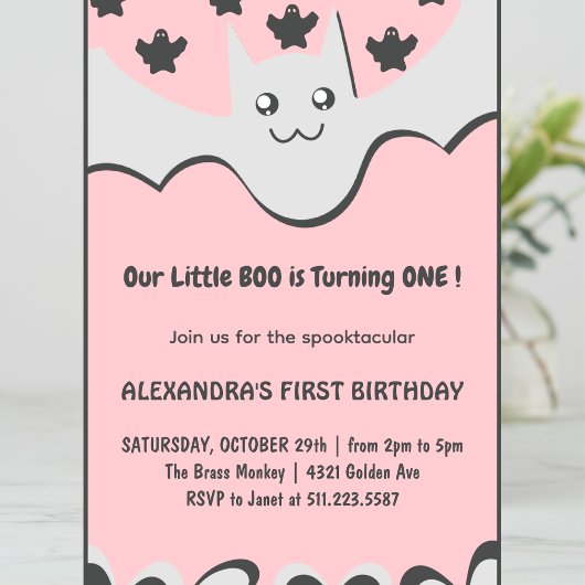 Halloween 1e verjaardag uitnodiging Ghost Little b
