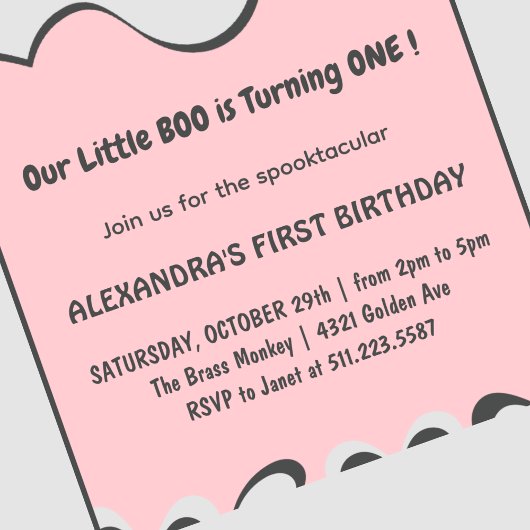 Halloween 1e verjaardag uitnodiging Ghost Little b