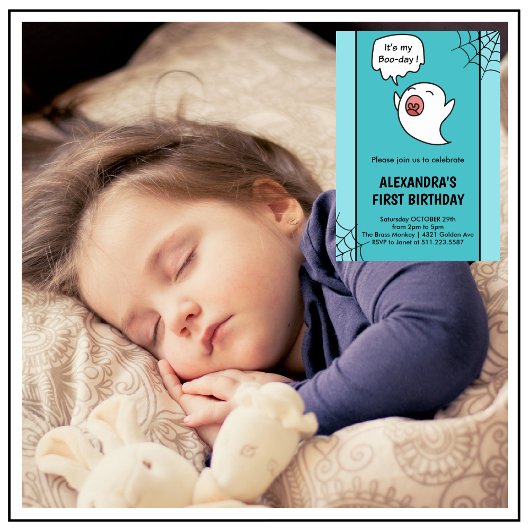 Halloween 1e verjaardag uitnodiging spin web spook