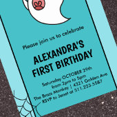 Halloween 1e verjaardag uitnodiging spin web spook