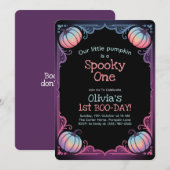Halloween 1e verjaardag uitnodiging spooky een (Voorkant / Achterkant)