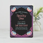 Halloween 1e verjaardag uitnodiging spooky een (Staand voorkant)