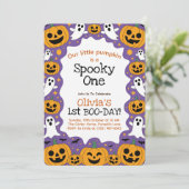 Halloween 1e verjaardag uitnodiging spooky een (Staand voorkant)