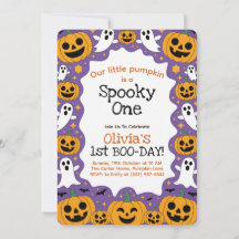 Halloween 1e verjaardag uitnodiging spooky een