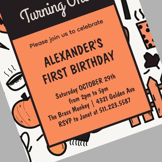 Halloween 1e verjaardag uitnodigingen herfst oktob