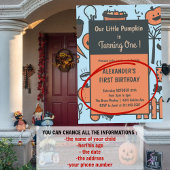 Halloween 1e verjaardag uitnodigingen herfst pompo