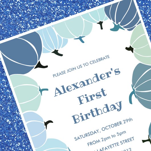 Halloween 1e verjaardag uitnodigingen herfst pompo