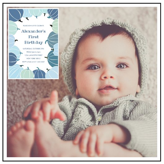 Halloween 1e verjaardag uitnodigingen herfst pompo