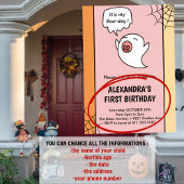 Halloween 1e verjaardag uitnodigingen roze kleine 