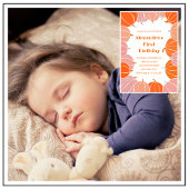 Halloween 1e verjaardag uitnodigingen roze pompoen