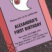 Halloween 1e verjaardag uitnodigingen spook roze