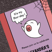 Halloween 1e verjaardag uitnodigingen spook roze