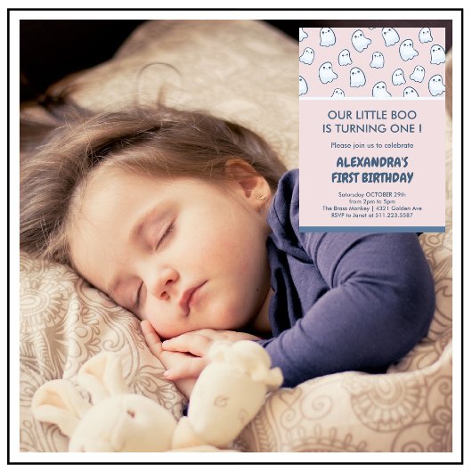 Halloween 1e verjaardag uitnodigingen spookmeisje