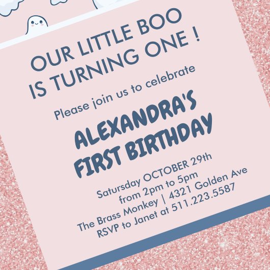 Halloween 1e verjaardag uitnodigingen spookmeisje