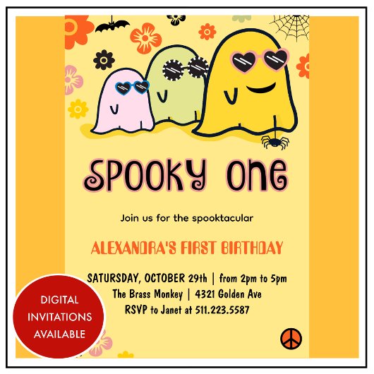 Halloween 1e verjaardag uitnodigingen spooky one