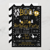 Halloween 1e verjaardagsfeest Modern grillig Kaart (Voorkant / Achterkant)