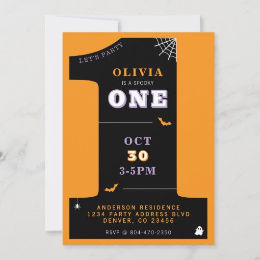 Halloween 1e verjaardagsfeestje Spooky One Kaart (Voorkant)