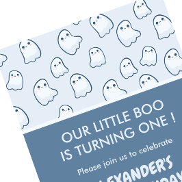 Halloween 1e verjaardagsuitnodiging spook oktober kaart