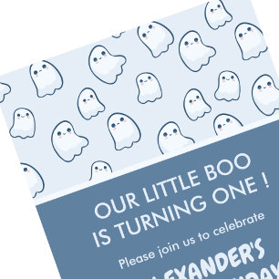 Halloween 1e verjaardagsuitnodiging spook oktober kaart