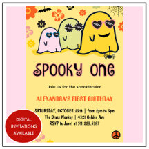 Halloween 1e verjaardagsuitnodiging spooky geesten