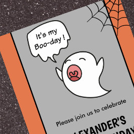 Halloween 1e verjaardagsuitnodigingen cute spook kaart