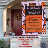 Halloween 1e verjaardagsuitnodigingen herfst pompo kaart