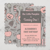 Halloween 1e verjaardagsuitnodigingen herfst pompo kaart (Voorkant / Achterkant)
