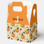 Halloween 1st Birthday Cute Black Cat Monogram Bedankdoosjes (Geopend)