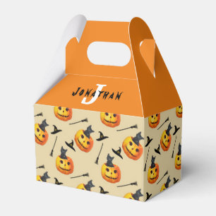 Halloween 1st Birthday Cute Black Cat Monogram Bedankdoosjes