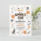 Halloween 1st Birthday Invitation Spooky One Kaart (Staand voorkant)