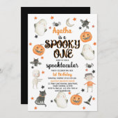 Halloween 1st Birthday Invitation Spooky One Kaart (Voorkant / Achterkant)