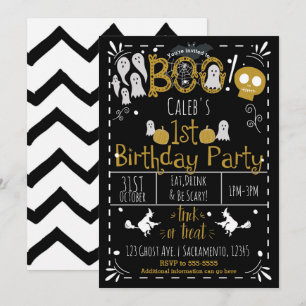 Halloween 1ST Birthday Party Modern Whimsical Kaart
