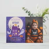 Halloween 1st Party Ghosts Fotohuis Verjaardag Kaart (Staand voorkant)