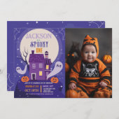 Halloween 1st Party Ghosts Fotohuis Verjaardag Kaart (Voorkant / Achterkant)