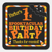 Halloween 1st Spooktacular Birthday Party Vierkante Sticker (Voorkant)