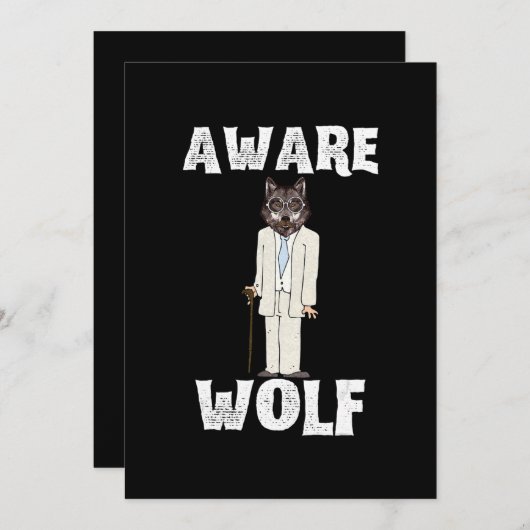 Halloween 2020 Shirten Aware Wolf - Werewolf Funny Feestdagenkaart (Voorkant / Achterkant)
