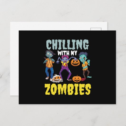 Halloween 2021 Chillin met mijn Zombies Briefkaart (Voorkant / Achterkant)