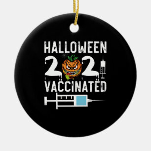 Halloween 2021 gevaccineerd grappig kostuum keramisch ornament