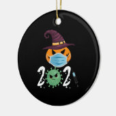 Halloween 2021 Pumpkin Draag Mask Funny Party Keramisch Ornament (Links)