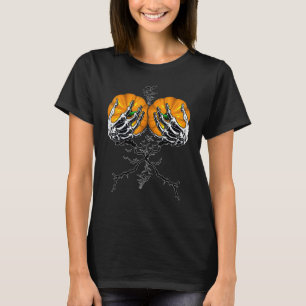 Halloween 2022 Skeleton Hands Pumpkin Halloween T-shirt