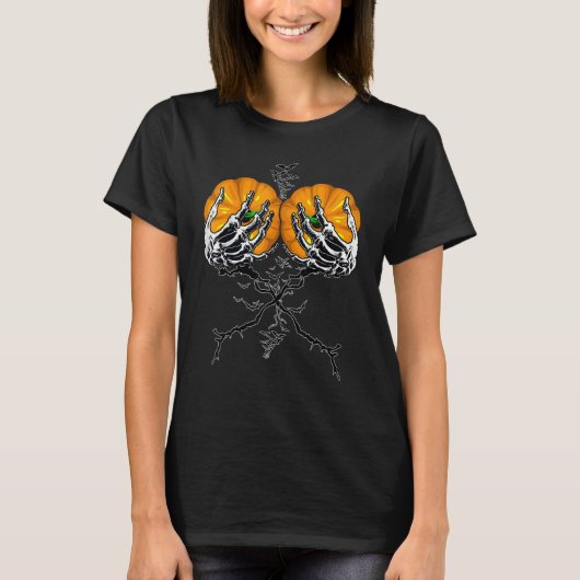 Halloween 2022 Skeleton Hands Pumpkin Halloween T-shirt (Voorkant)
