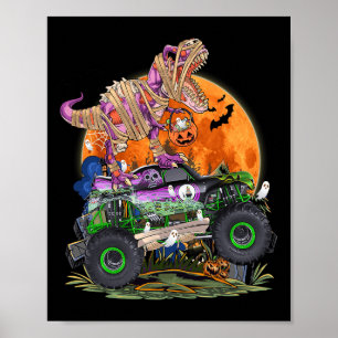 Halloween 2023 Dinosaur Skelet T rex Scary Pumpk Poster