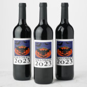 Halloween 2023 Pompoen Dragen Masker Wijn Label Etiket (Flessen)