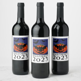 Halloween 2023 Pompoen Dragen Masker Wijn Label Etiket